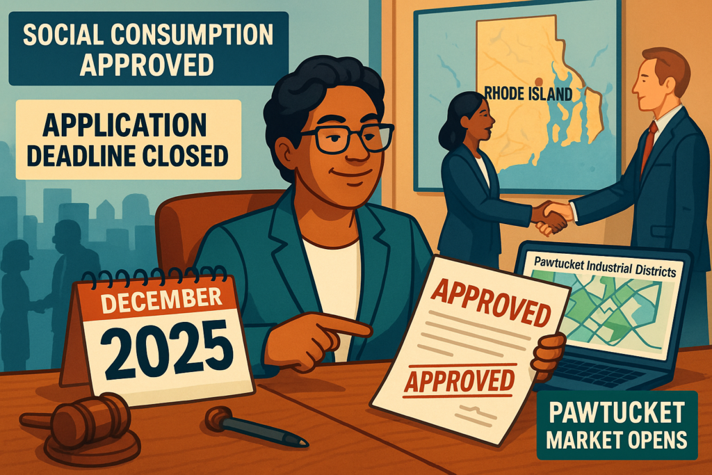 Rhode Island Cannabis Control Commission officials approving social consumption regulations - December 2025 retail expansion