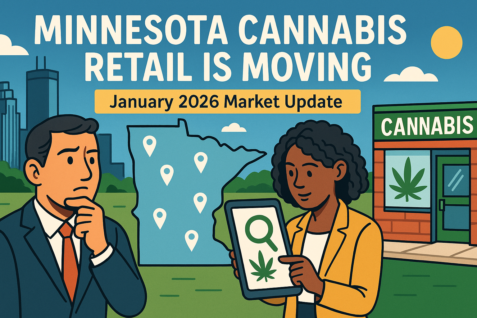Minnesota cannabis retail business owner reviewing dispensary license application - January 2026 market opportunities