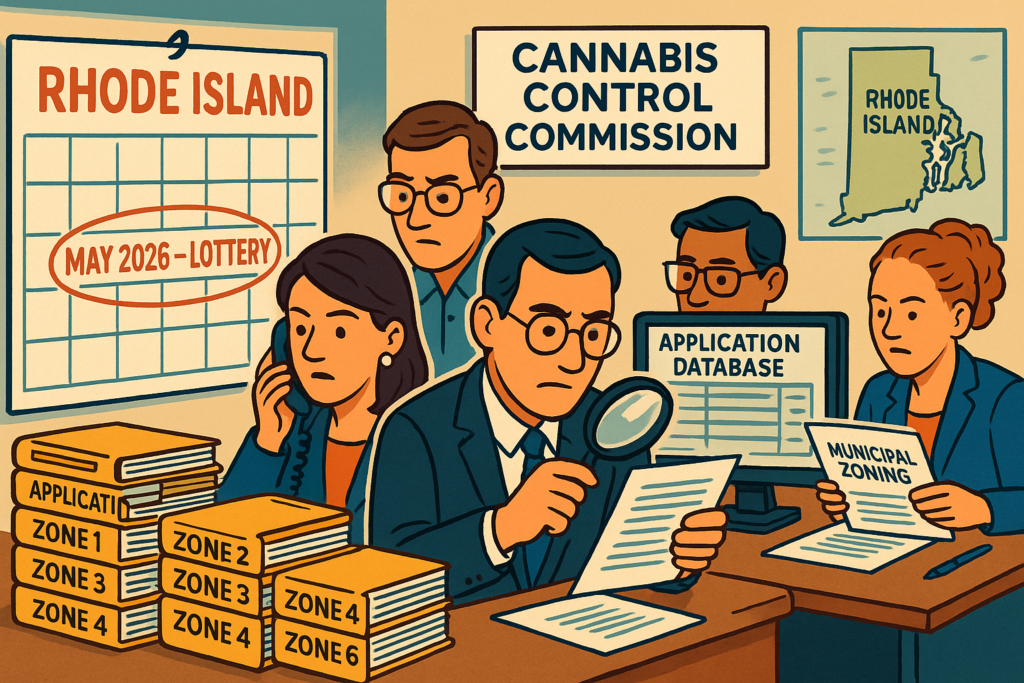 Rhode Island Cannabis Control Commission office during application review process - 90 day review period for 24 retail licenses