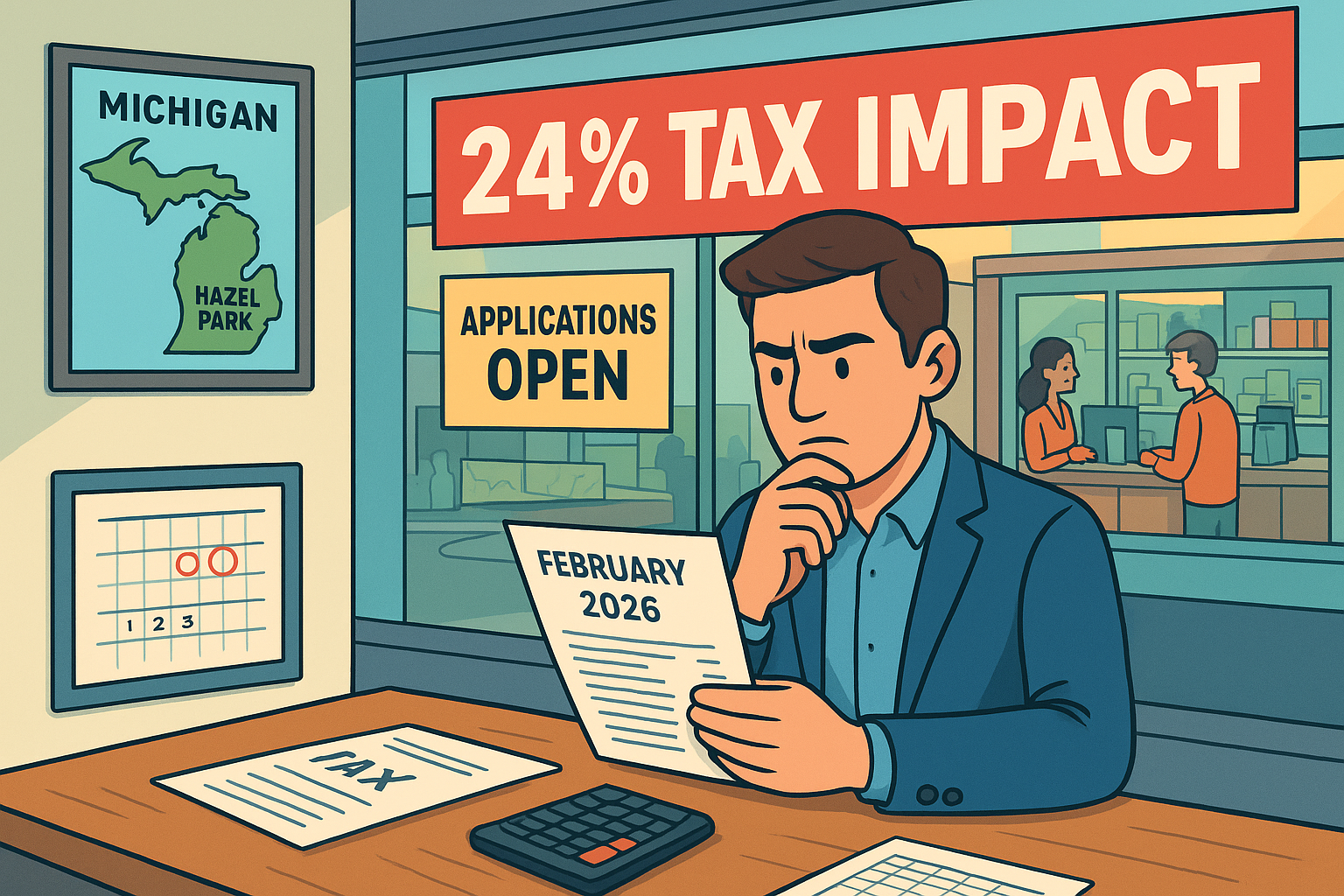 Michigan cannabis business owner calculating 24% wholesale tax impact - February 2026 regulatory changes