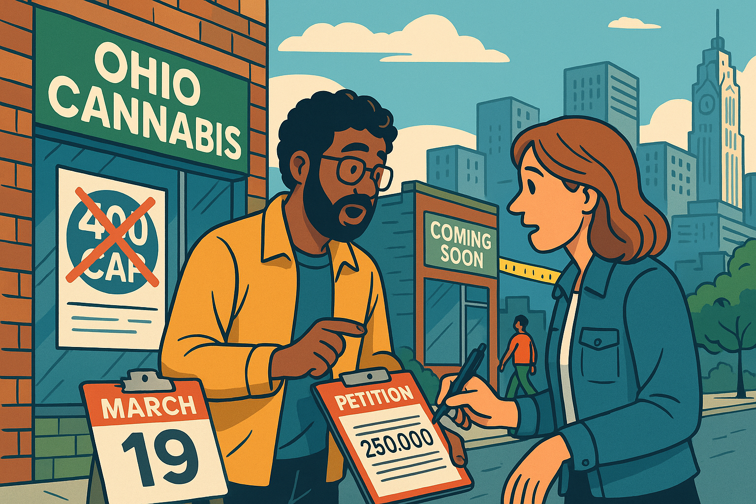 Ohio cannabis retail market map showing 400-dispensary statewide cap distribution