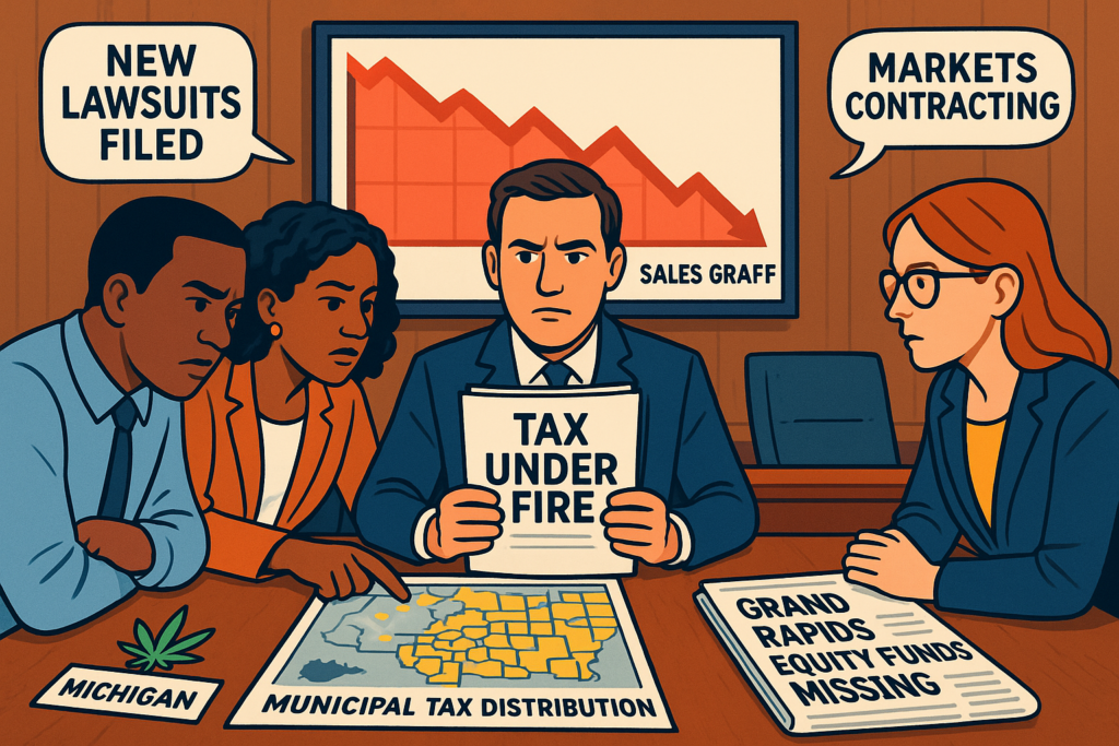 Michigan cannabis retail storefront in April 2026 with updated signage following CRA terminology directive - dispensary rebranding