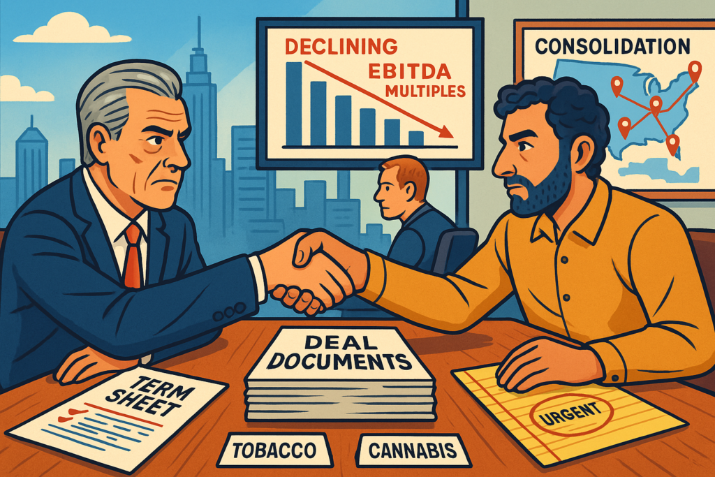 April 2026 cannabis M&A deal tracker showing distressed MSO exits and acquisitions