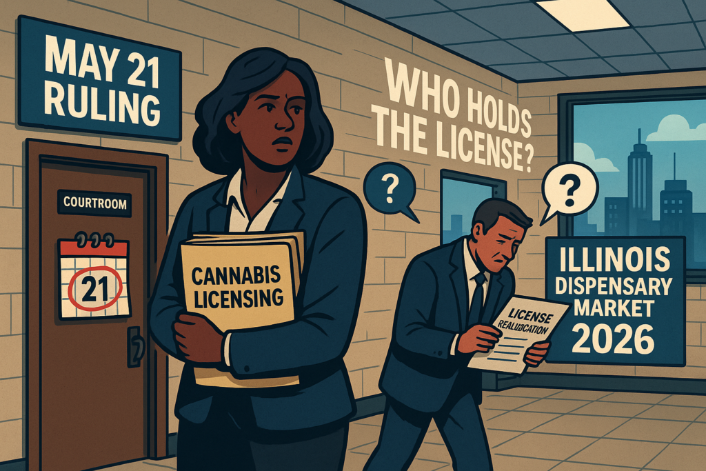 Illinois cannabis retail dispensary storefront in Springfield with conditional zoning approval - April 2026 market update