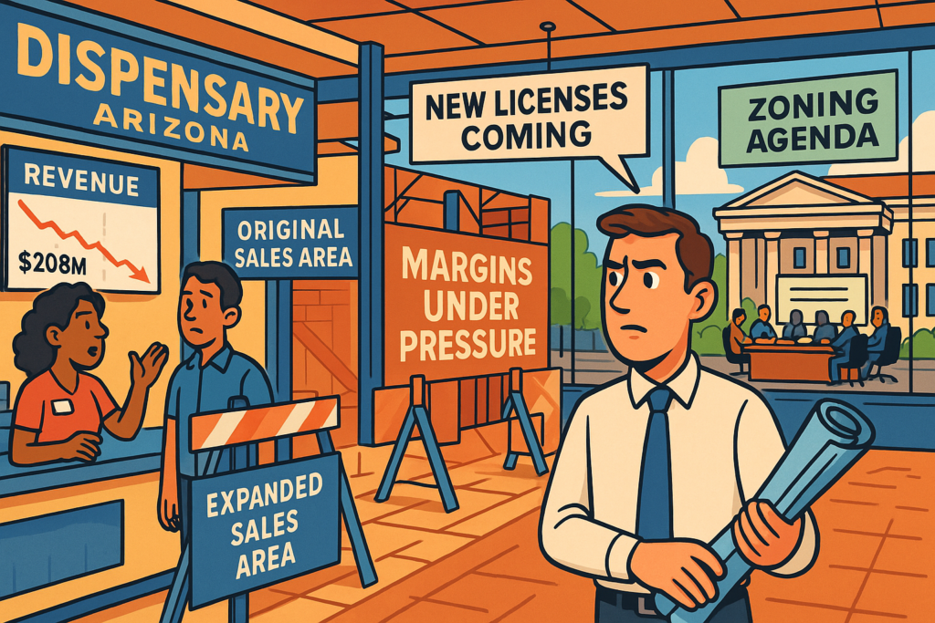 Arizona cannabis retail storefront in Scottsdale with zoning vote pending - April 2026 market update