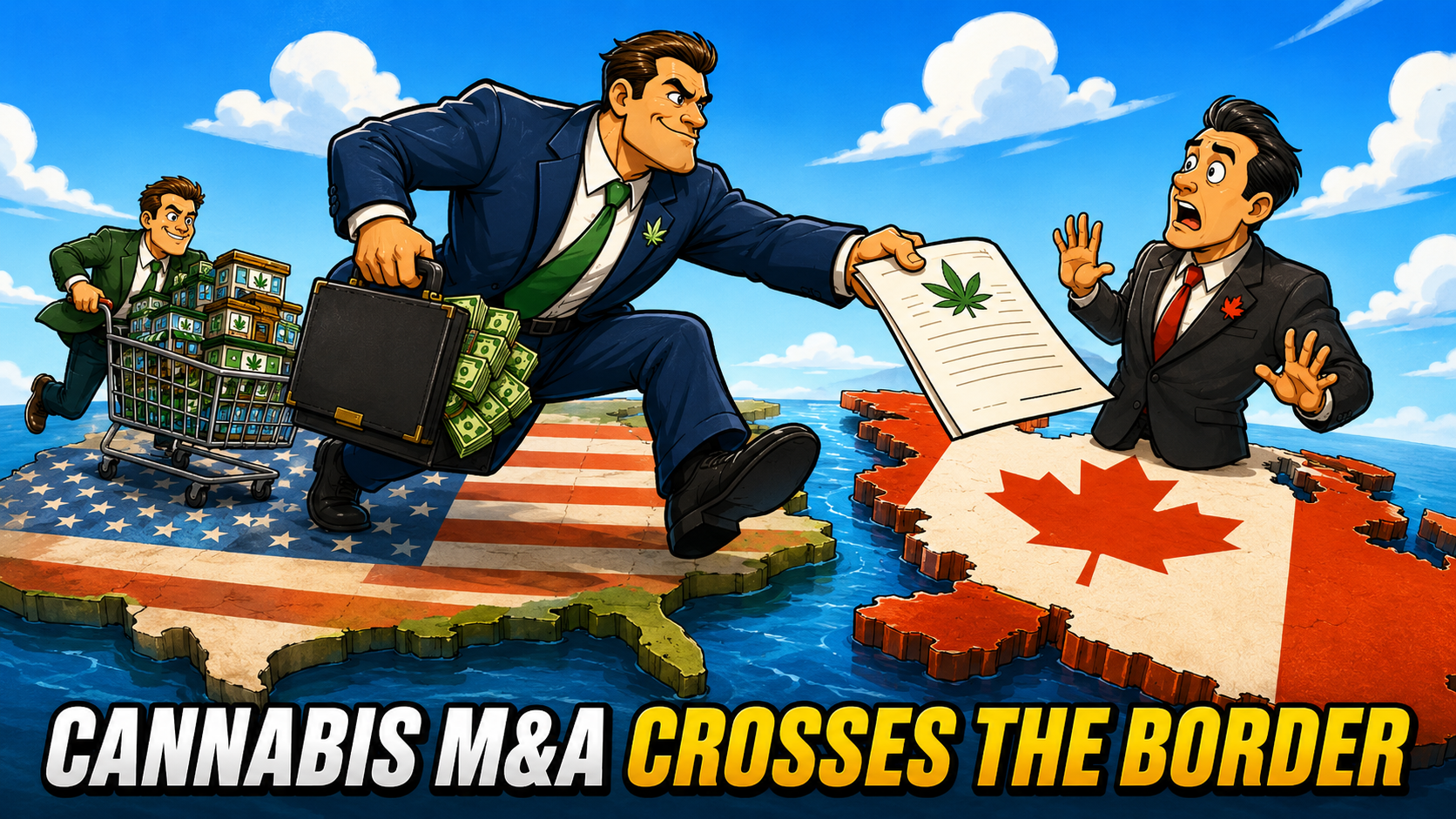 August 2026 cannabis M&A activity map showing Curaleaf Aurora takeover bid deal flow