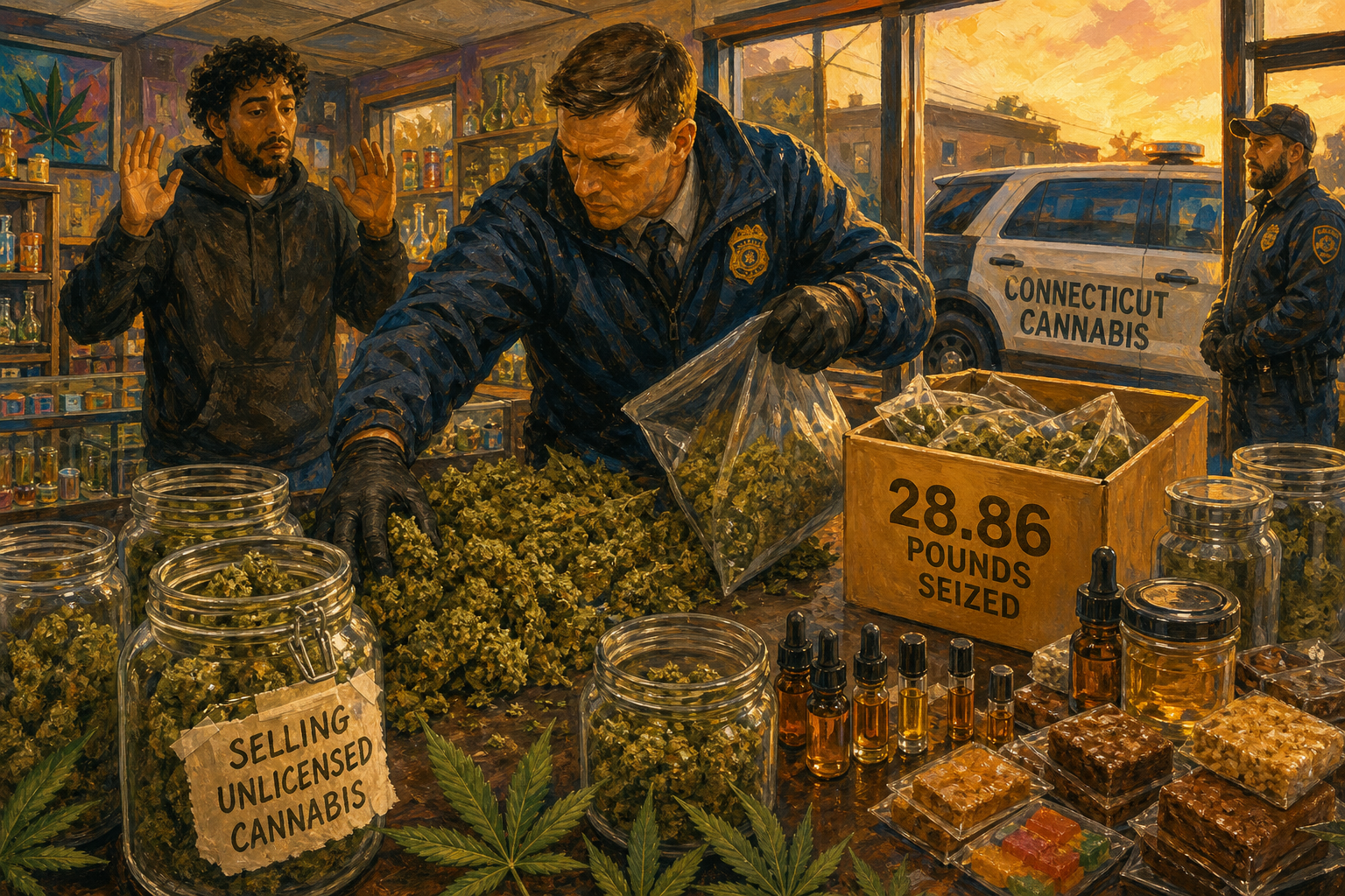 Compliance manager at a screen as the cannabis tracking system drops its classification column in Connecticut